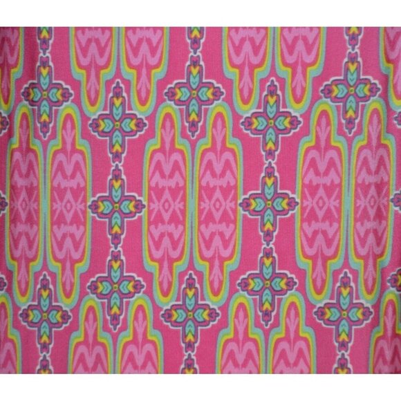 R. Rouge Pink Hippie Retro Midi Dress Size S Bell Sleeves Fringe Colorful Bright - Picture 4 of 11